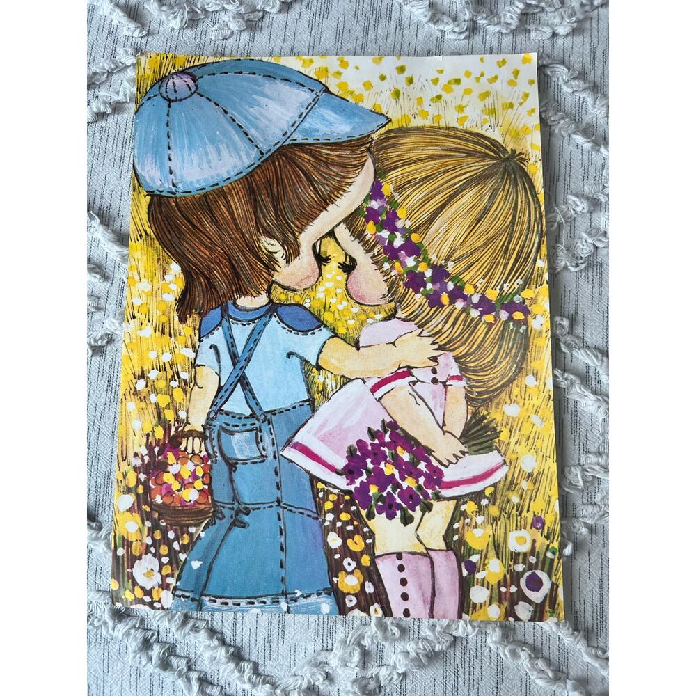 Young Love Prints Set of 5 Litho Paper by LEE Retro Hippi Children Stapco NY 70s